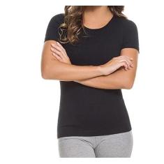 Camiseta Feminina Baby Look Básica M Ao Xgg Malwee, XGG, Preto