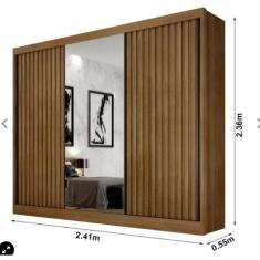 Guarda Roupa Casal Ripado 3 Portas 8 Gavetas Canastra Móveis Novo Horizonte - Cumaru