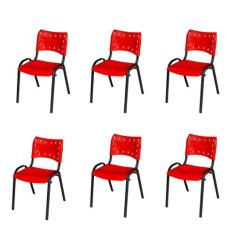 Kit 6 Cadeiras Iso Fixa Tubular Igreja Escritório Sorveteria Empilháve