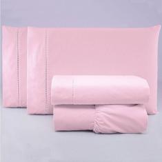 Jogo De Lençol King Percal 200 Fios 4 Peças - Rosa