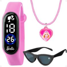 relogio infantil barbie digital + colar + oculos proteção uv menina or