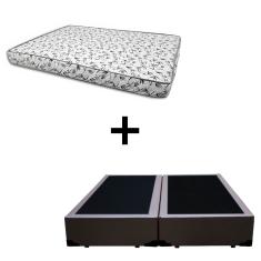 Cama Box King 193 - Tecido Sintético Marrom com Colchão Nápoles Bello Box - 100% Espuma - Branco D33 54x193x203