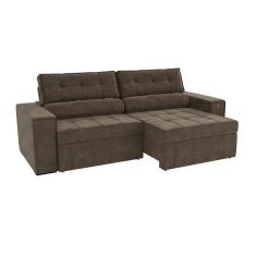 Sofá 4 Lugares Retrátil e Reclinável Lanus Veludo Marrom 250 cm
