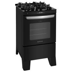 Fogão Atlas 4 Bocas Agile Up Glass com Mesa de Vidro e Trempes Aneladas Bivolt - Preto