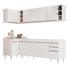 Armário De Cozinha Modulado De Canto Direito 5 Peças Cp43 Balcão Sem Tampo Branco - Lumil