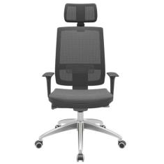 Cadeira Office Brizza Tela Preta Com Encosto Assento Poliéster Cinza A