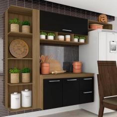 Armário De Cozinha Galicia 4 Pçs 3 Portas Boreal/preto - Móveis Arapon