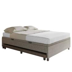 Bicama Casal Box com Baú 138x188cm Samy S05 Linho Marrom - Mpozenato