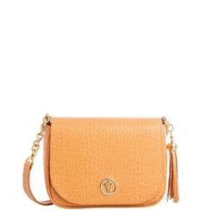 Bolsa Tiracolo Leopoldine em Couro Legítimo Laranja-Feminino