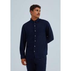 Camisa Hering Básica Manga Longa Slim Em Linho Masculina-Masculino