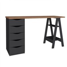 Escrivaninha Spirit II 5 GV Nogal e Preta 136 cm