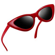 Joopin Óculos De Sol Feminino Vintage Olho De Gato Polarizadas Retrô Cateye Mulheres Óculos Escuros (Preto Vermelho)