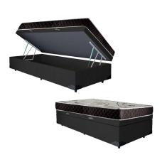 Cama Box Baú Solteiro Colchão Aylla Espuma D33 Acolchões + Box Suede 55x88x188