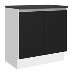 Balcão 100% Mdf 80 cm 2 Portas Branco/preto Acordes Madesa
