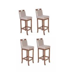 Kit 4 Banquetas Altas em Madeira Maciça Florença Pinhão