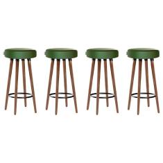 Kit 4 Banquetas Moderna Alta Roma Slim Verde 70cm