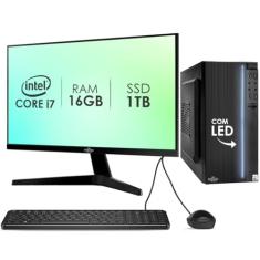 Computador Completo Intel Core i7 16GB SSD 1TB Monitor 17" 4 Núcleos Super Turbo Pc Hdmi Teclado e Mouse Strong Tech