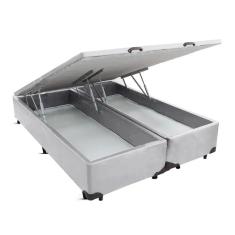 Cama Box Baú Bipartido King  Camurça Cinza 193X203