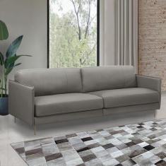 Sofá Decorativo Anthony 3 Lugares Sala de estar 240cm Pés em Aço Couro