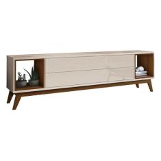Rack para TV Delux 1.8 Off White com Natural - MoveisAqui
