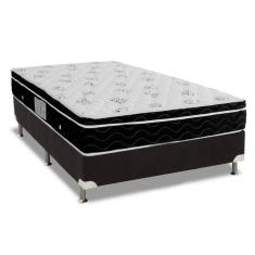 Cama Box Queen: Colchão Molas Bonnel Ortobom Nanolastic Physical Spring + Base Black(158X198)
