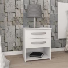Mesa de Cabeceira 2 Gavetas 0238R Atualle, Branco Brilho