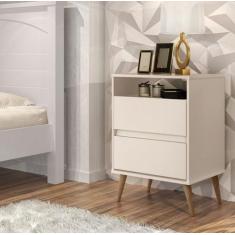 Mesa de Cabeceira Lotus 2 gavetas off white - Comprar moveis em casa -