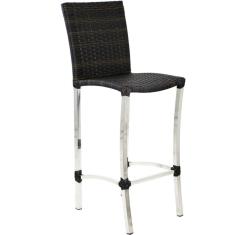 Banqueta Alta Em Alumínio Com Encosto Balcão Cozinha Trama Pedra Ferro