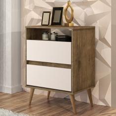 Mesa De Cabeceira 2 Gavetas Lotus  Jequitibá/off White