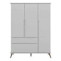 Guarda Roupa Infantil Retrô Alice 3 Portas E 2 Gavetas Cinza - Pr Baby Cinza