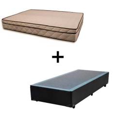 Cama Box Solteiro 88 Tecido Sintético Preto Com Colchão Polônia Bello 