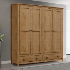 Guarda-roupa 4 Portas 2 Gavetas Freijó Topázio Madeira Pinus - Finestra