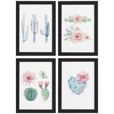Quadros Cactos com Moldura Preta Kit 4un 22x32cm - Quartinhos
