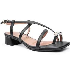 Sandália Feminina Vizzano Salto Baixo 6454.123, Preto, 37