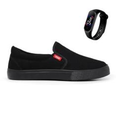 Kit Tênis Slip On Voe Palmilha Com Bolha em Gel + Relógio Digital Touch-Unissex