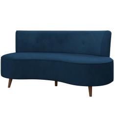 Sofá Chaise Living 2 Lugares 160cm para Sala Istambul K01 Veludo Azul Marinho - Lyam Decor