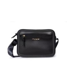 Bolsa Feminina Moleca Transversal Pequena com Bolso Preta-Feminino