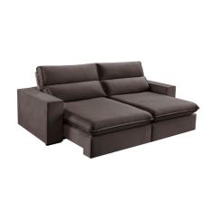 Sofá 4 Lugares Retrátil e Reclinável Free Veludo Cinza 250 cm