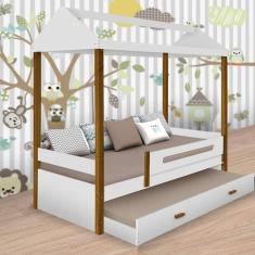 Cama Casa Sara Branca com Auxiliar