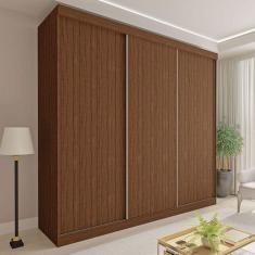 Guarda-Roupa Casal Cronos 3 Portas de Correr 4 Gavetas Freijó - Minastex