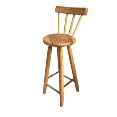 Banqueta Alta Com Encosto Em Ipê