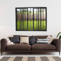 Janela Vitrô de Alumínio 4 Folhas Preto 100 x 150cm Modular C/grade Preto