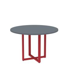 Mesa de Reunião Redonda 100cm Mrr1100p25tub Grafito/Vermelho
