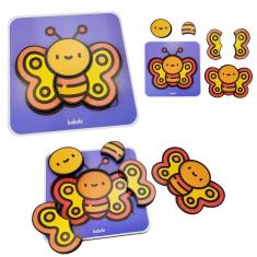 Quebra Cabeça Infantil De Madeira Encaixe Animais Borboleta