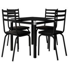 Jogo de Mesa Malva 75cm e 4 Cadeiras 118 Preto - Artefamol, Preto, 43 