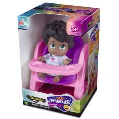 Boneca Bebê Coleção Best Friends Cadeirão Milk Brinquedos, Negra