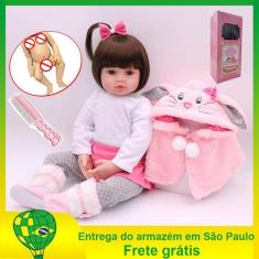 brinquedo boneca bebe reborn 47cm e casaquinho de frio - npk collectio