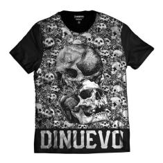 Camiseta Rock Skull Caveiras Miniaturas Di Nuevo, Preto, XG