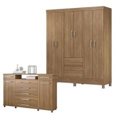 Cômoda London e Guarda Roupa Casal Flash 2 Amêndola Touch - Demóbile -