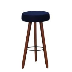 Banqueta Alta Redonda Pés Madeira Palito - Modelo Londres - JOTABE, az